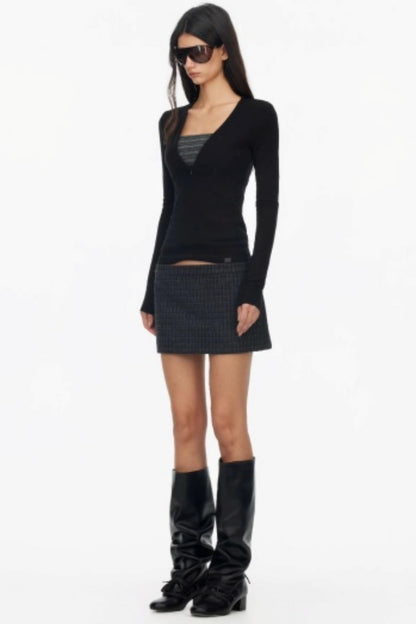 Asymmetrical Wool Coat Skirt Set-Up