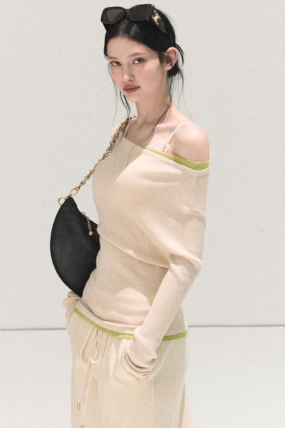 Wool Off-Shoulder Knit Top
