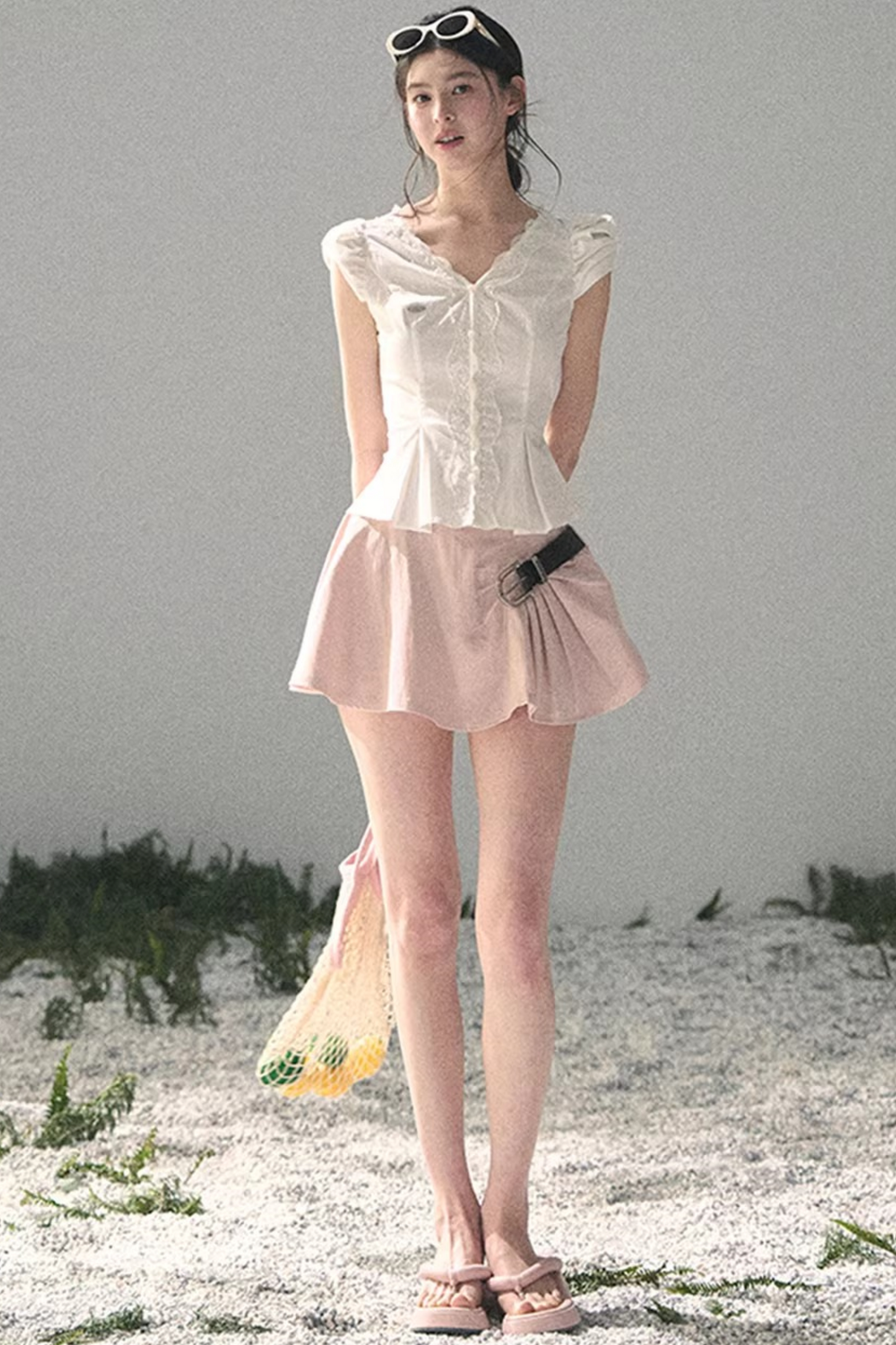 French V-Neck Lace Blouse