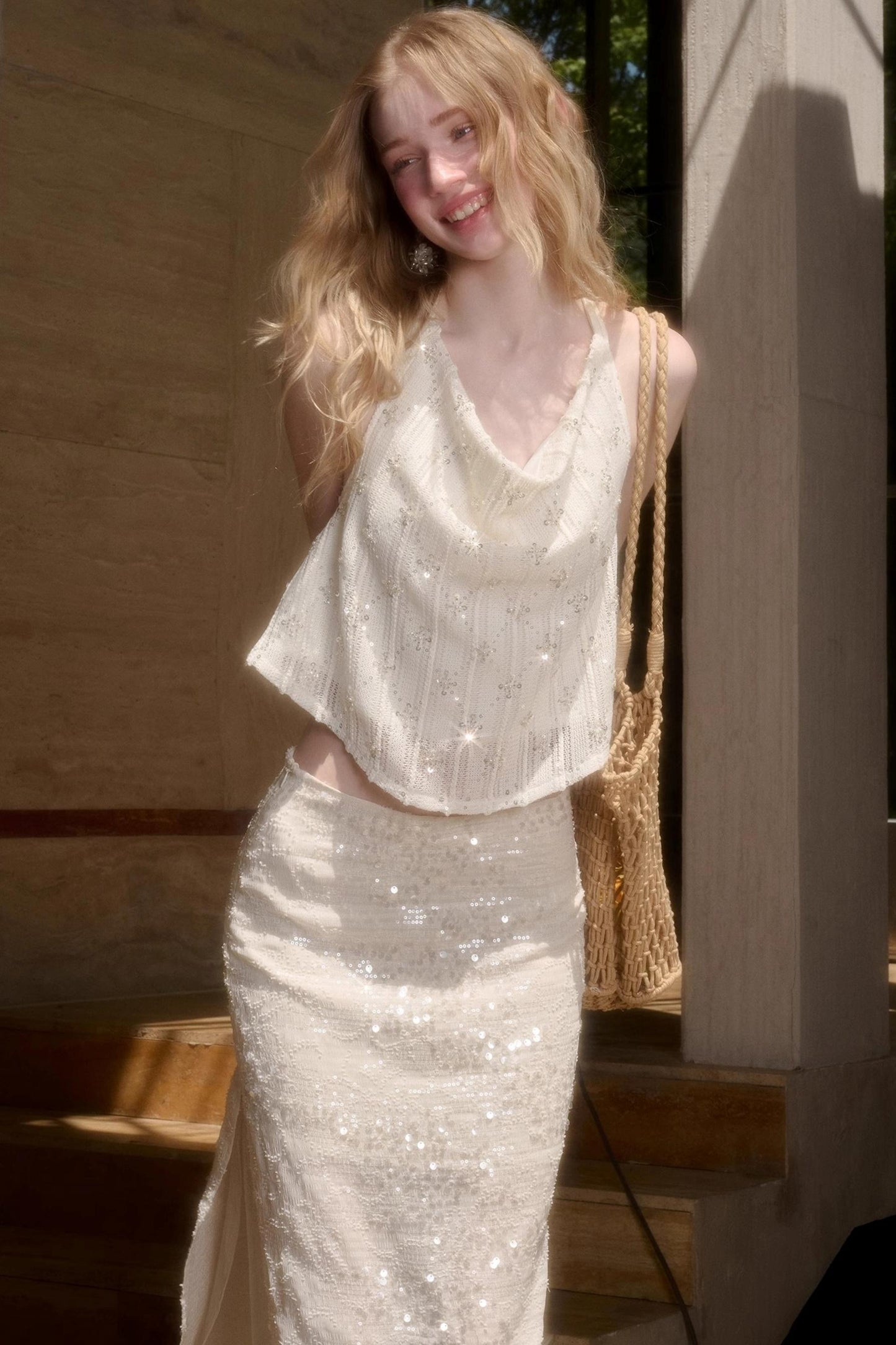 Celestial Slouchy Suit With Knit Skirt Set-Up