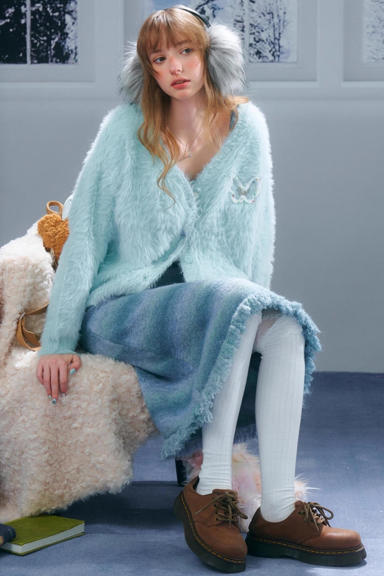 Lazy Butterfly Plush Cardigan