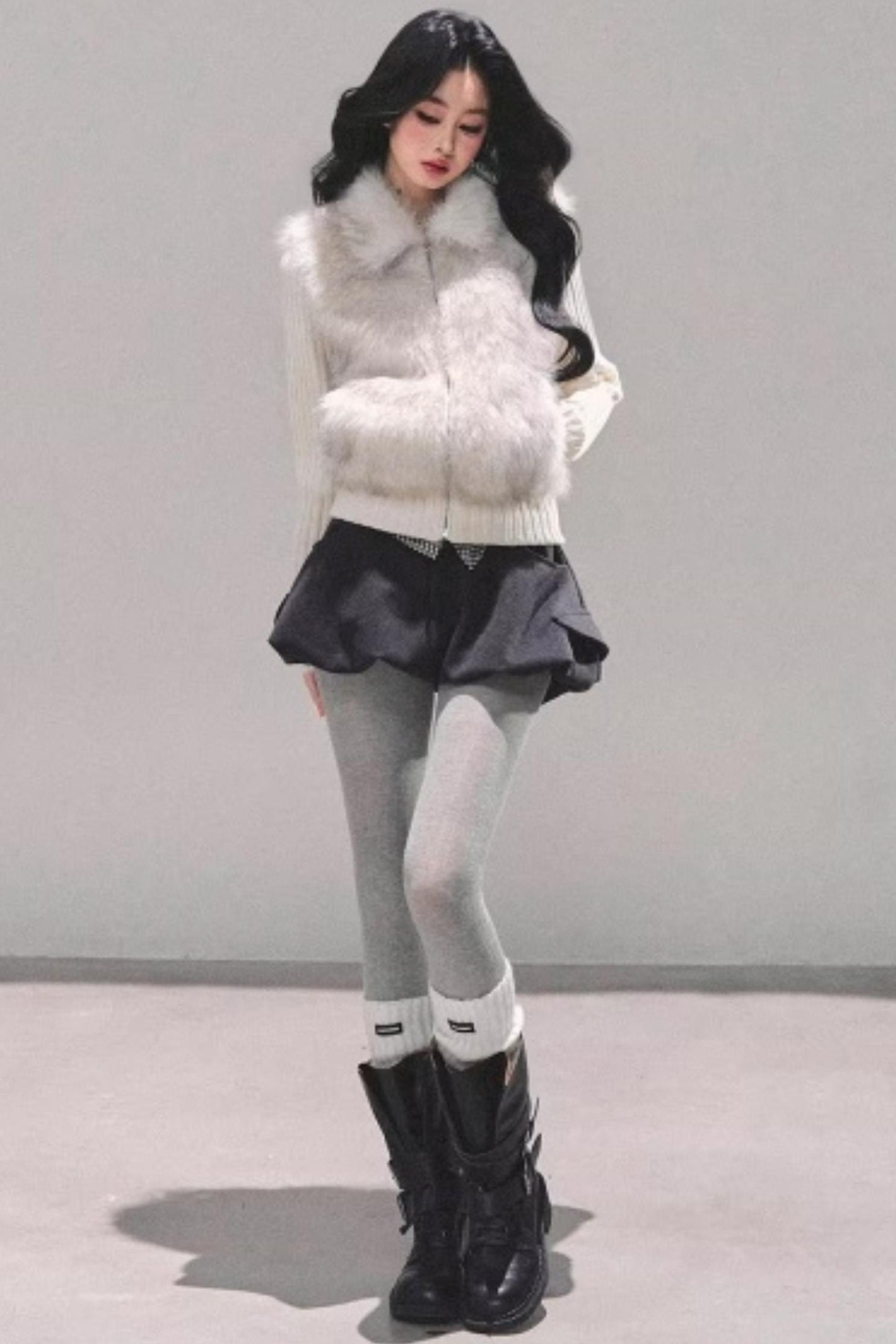 Soft Landing Fur Knit Jacket
