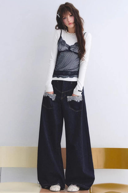 Lace Spliced Vintage Top