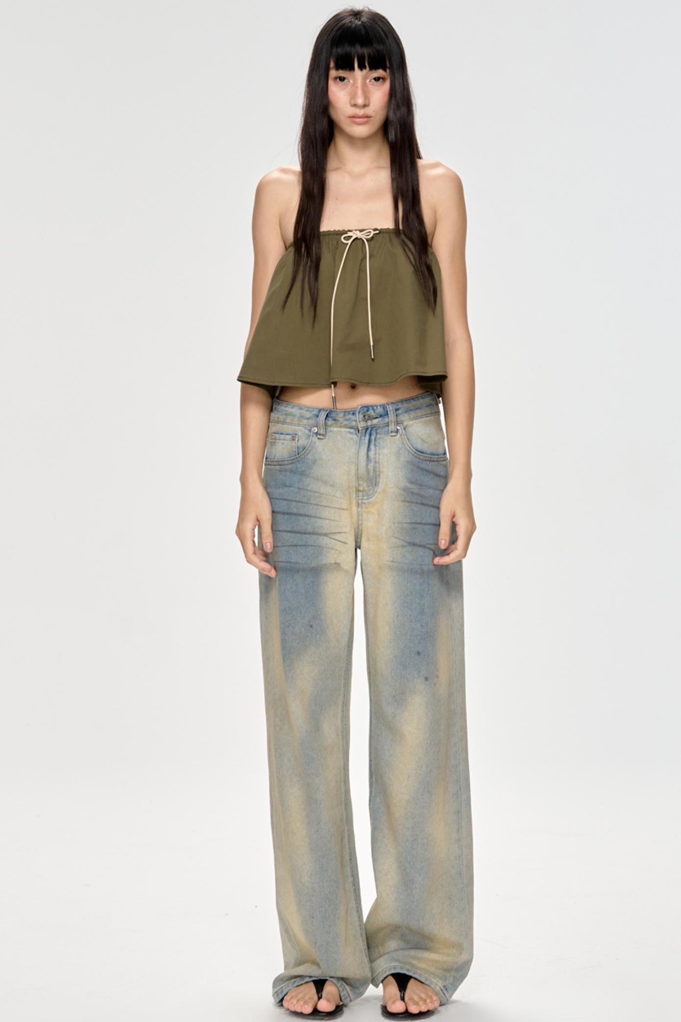 Bright Blue Backless Plunge Top