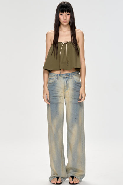 Bright Blue Backless Plunge Top