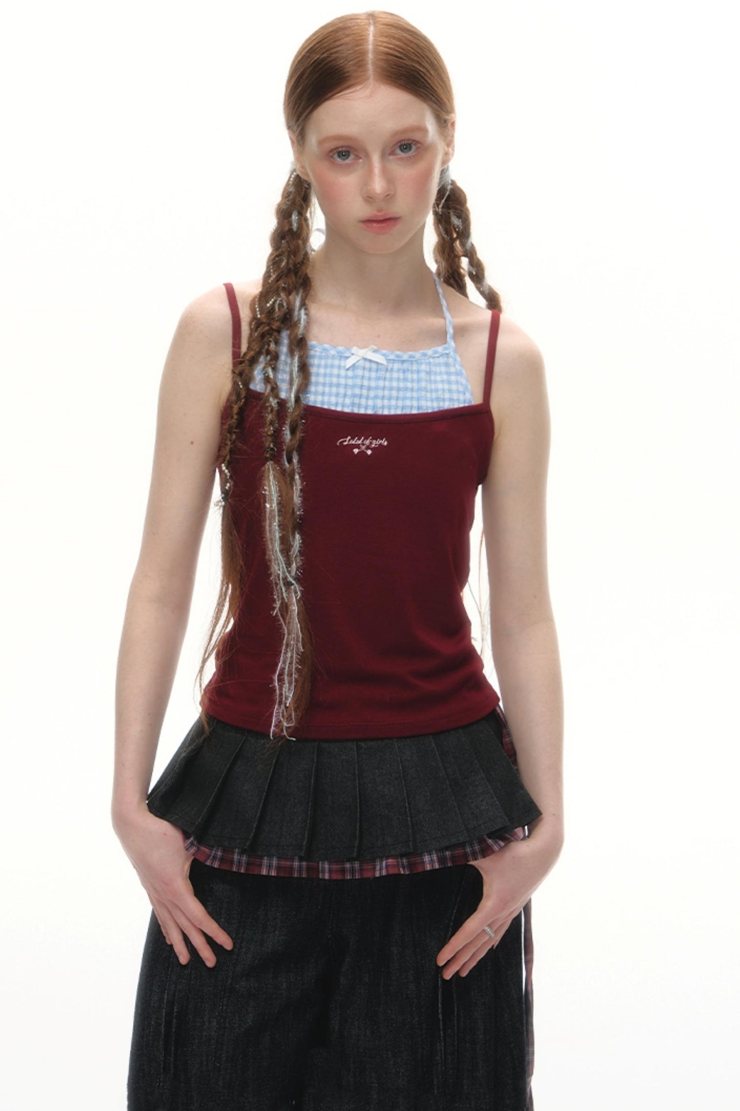 Faux Two-Strap Bow Tie Top