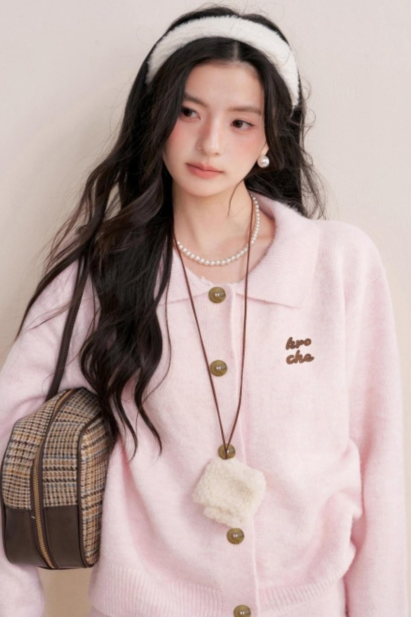 Velvet Contrast Lapel Cardigan Set-Up