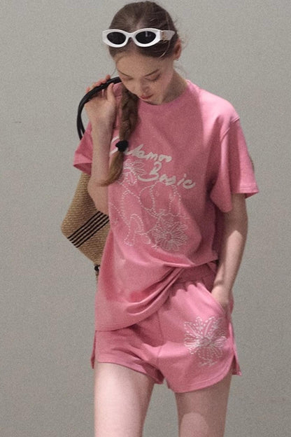 Cotton Lounge Top Shorts Set-Up