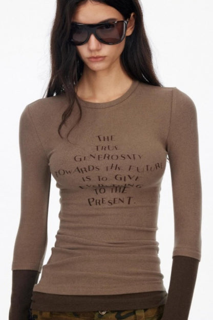 Layered Letter Print Top