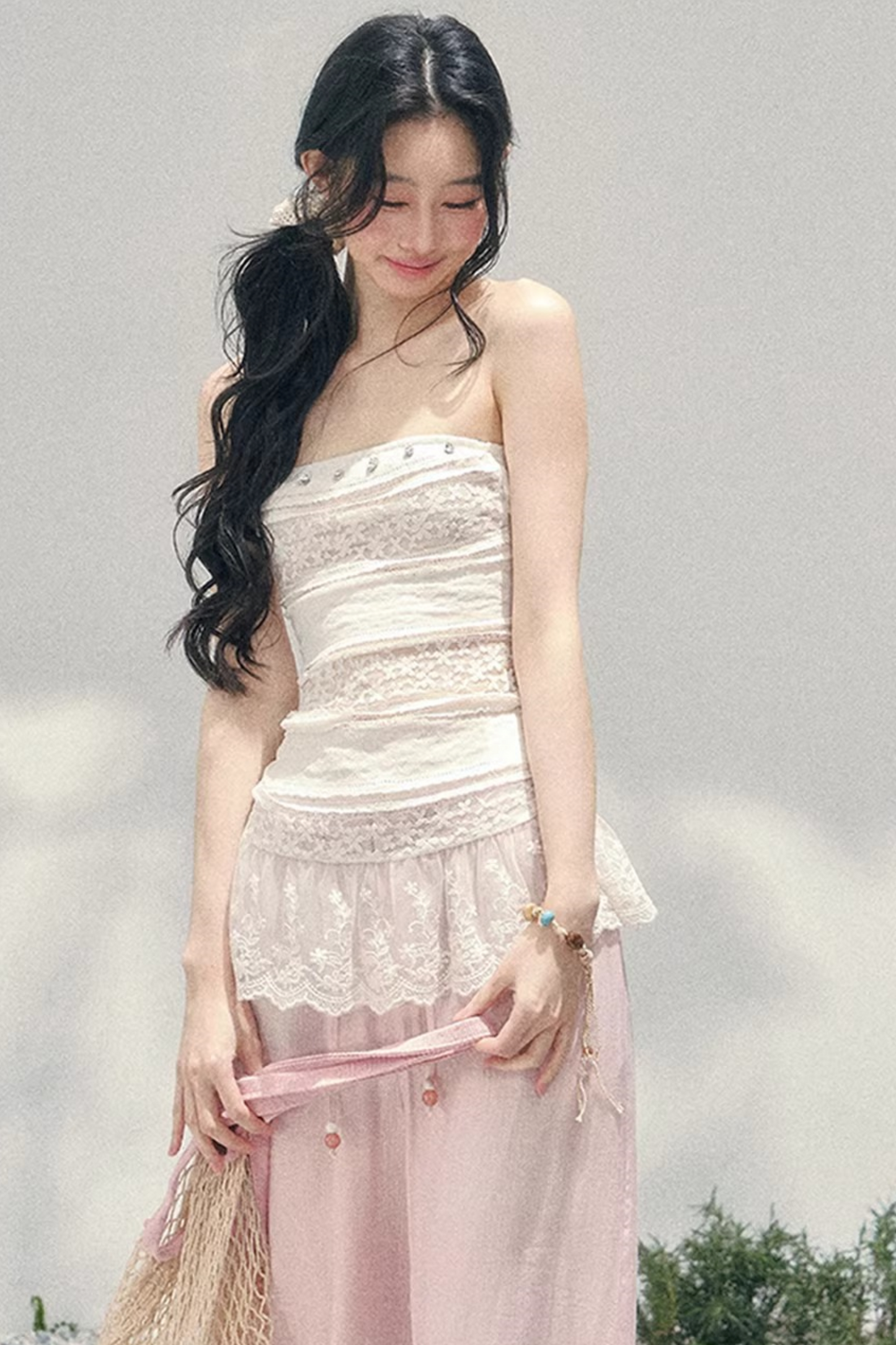 Hazy Muse Lace Tube Top