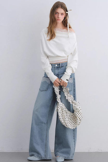 Lace Patchwork Turtleneck Top