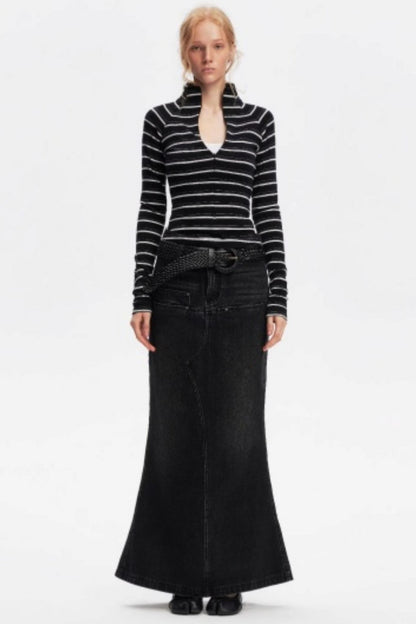 Vintage Striped Slim Knit Top