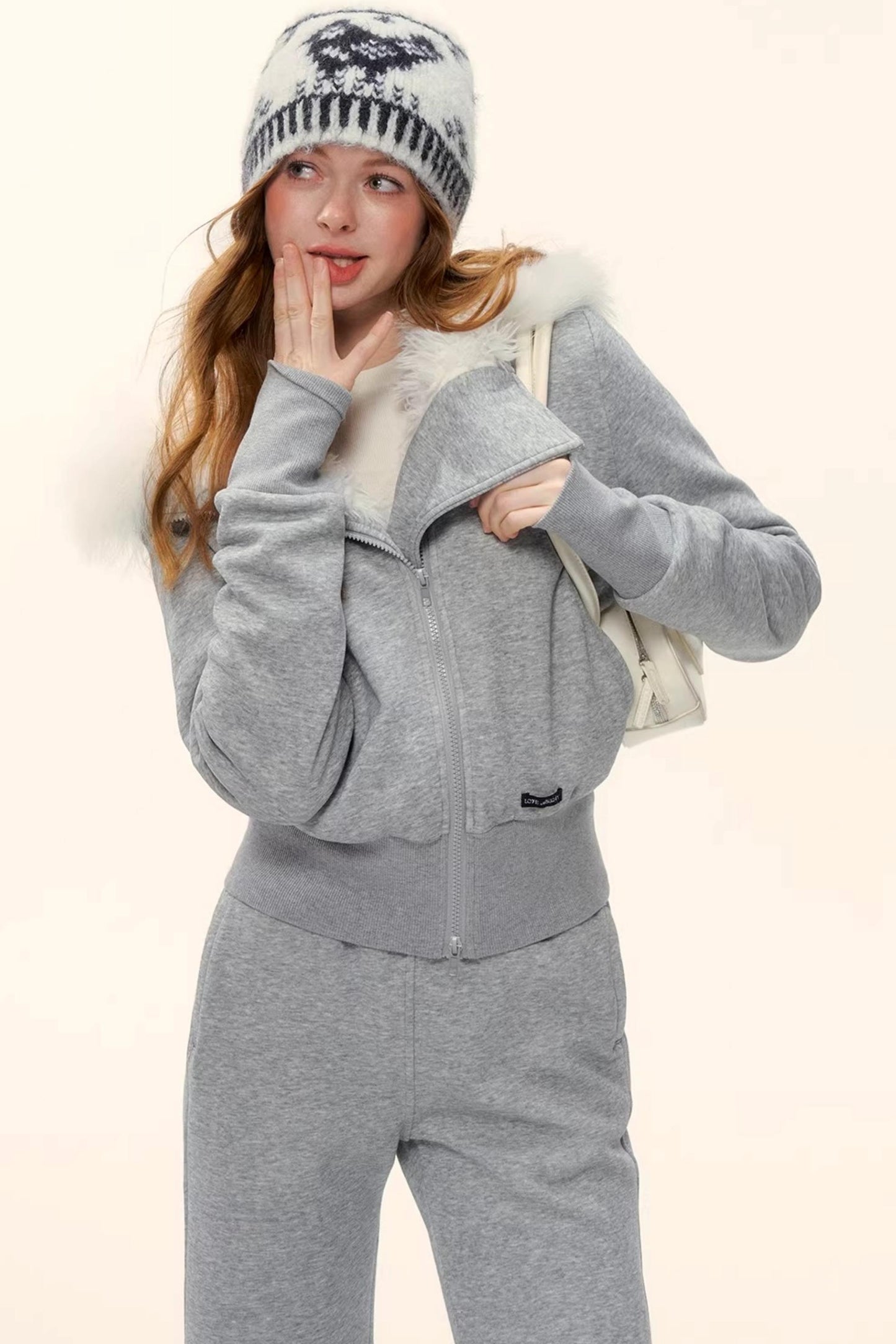 Retro Fleece-Lined Hooded Jacket Set-Up