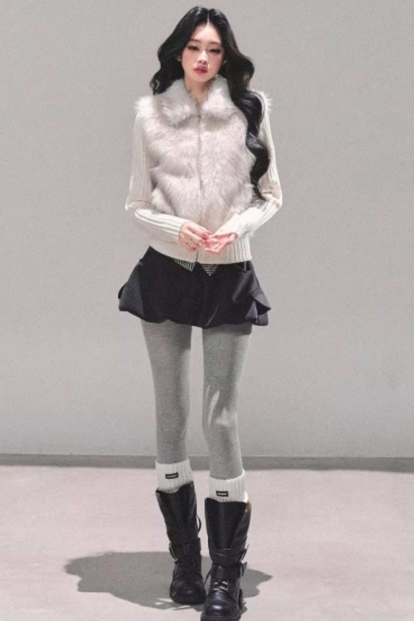 Faux Fur Leopard Knit Jacket