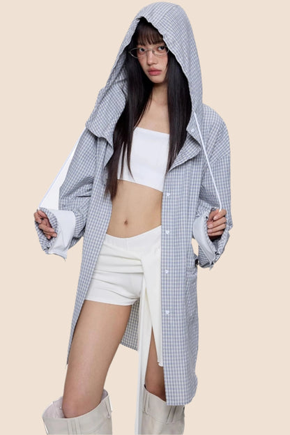 Plaid Hooded Casual Jacket