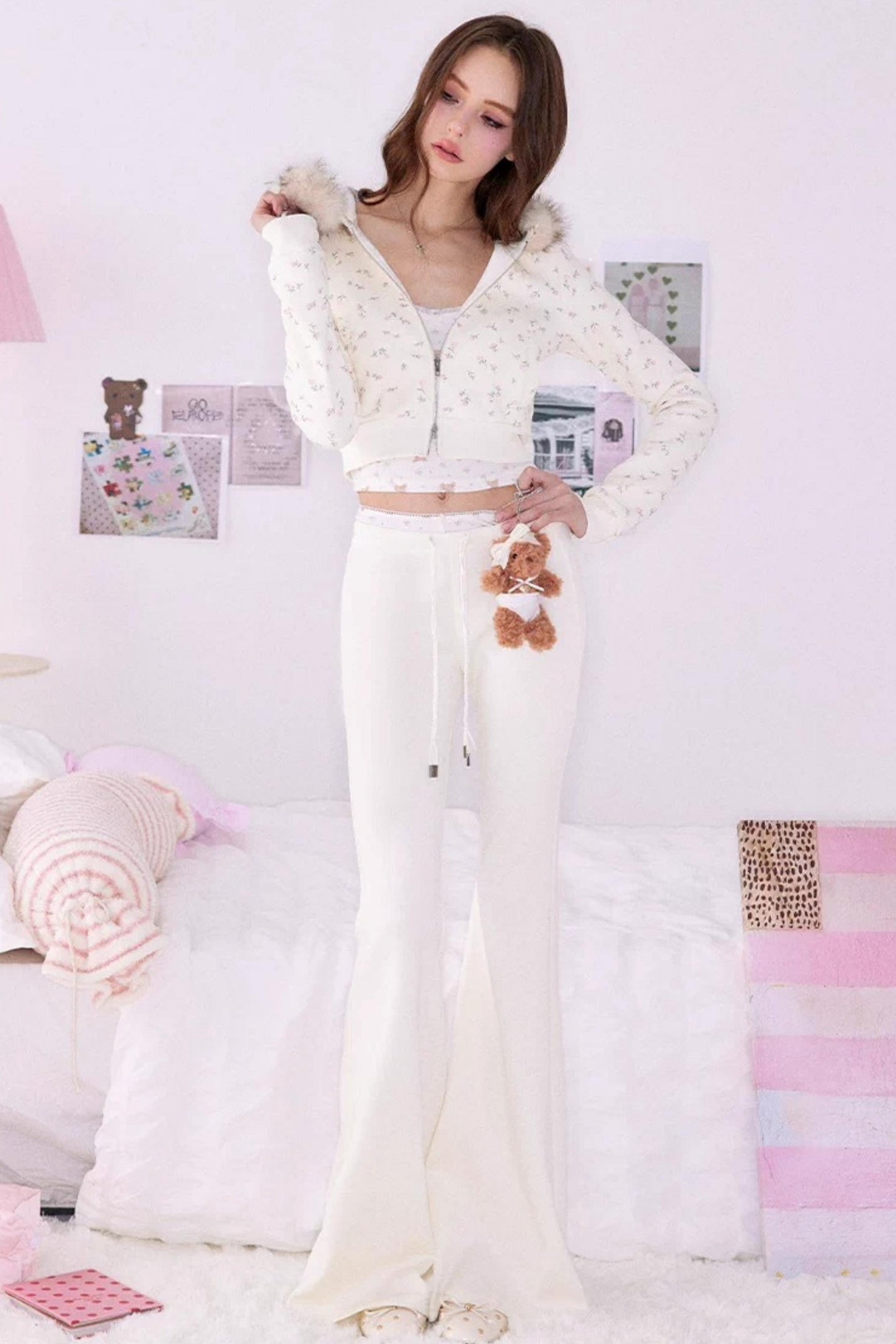 Bear Print Sweater Suspender Set-Up