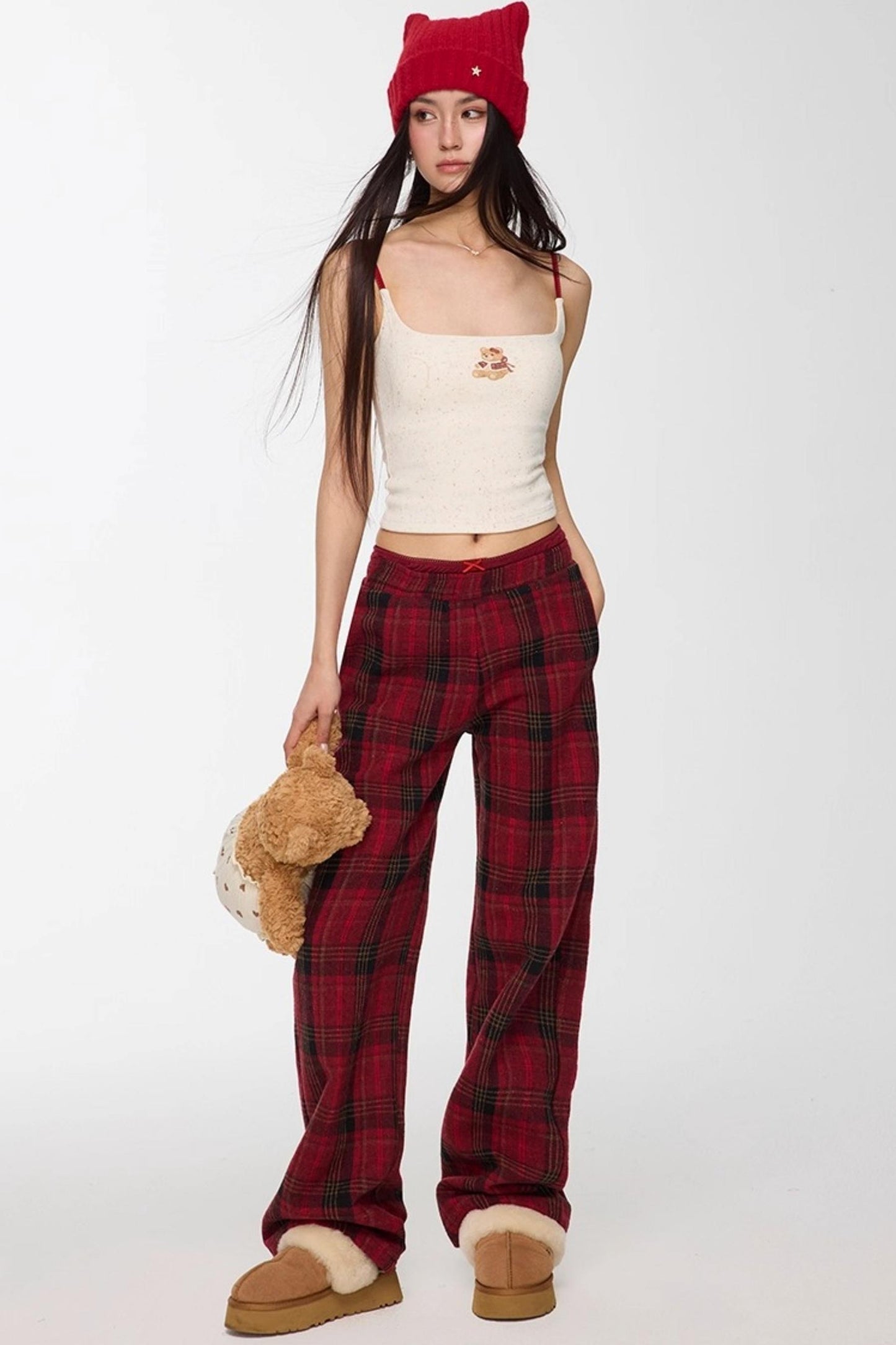 Red Winter Casual Pants