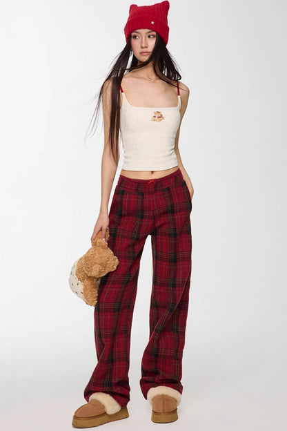 Red Winter Casual Pants