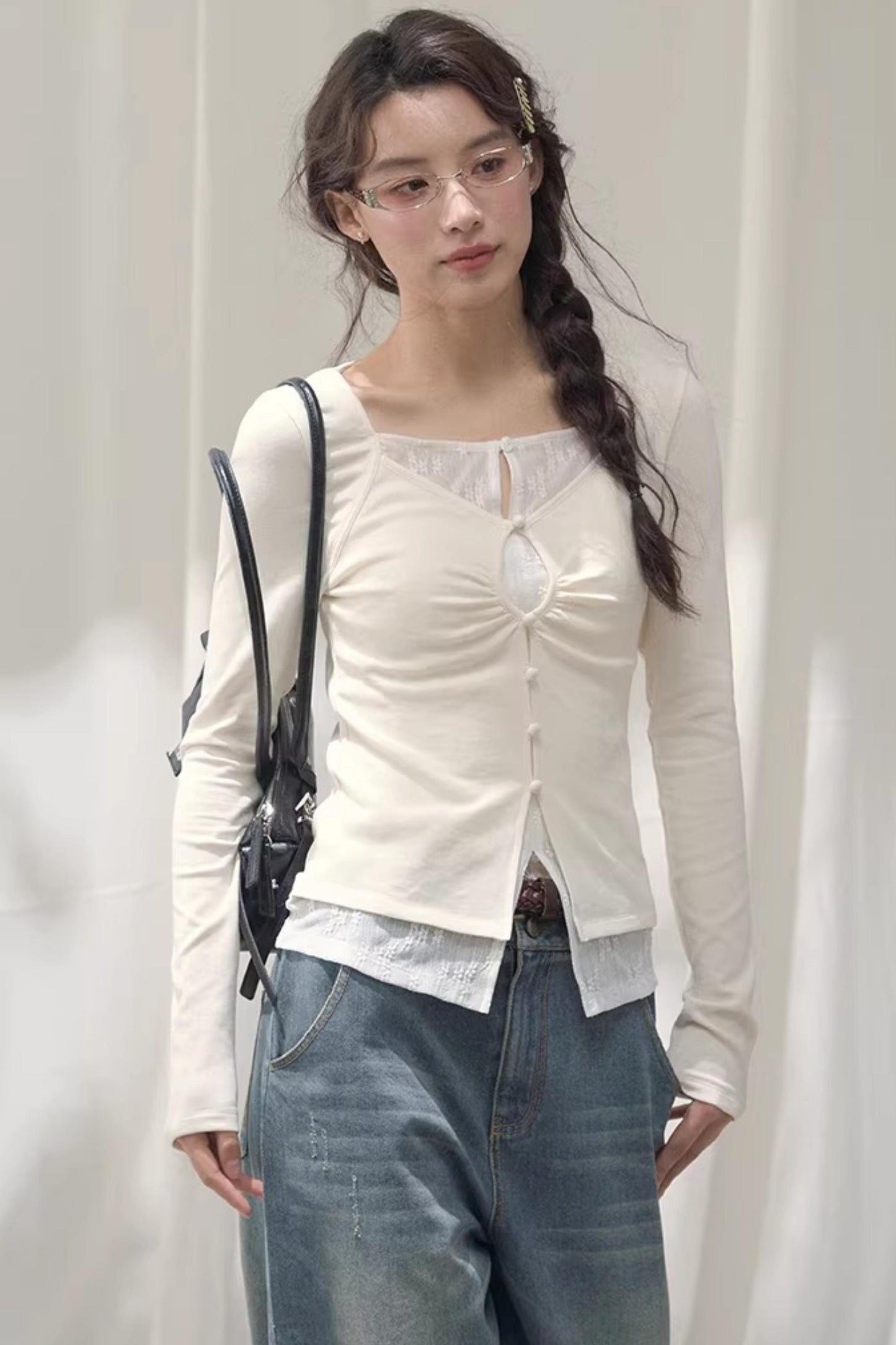 Seashell Lace Layered Top