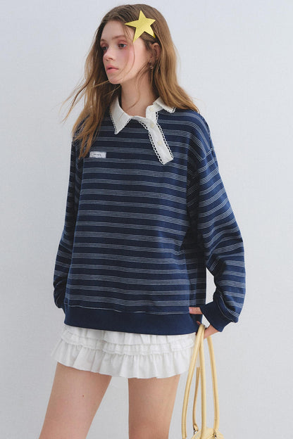 Retro Lace Collar Sweatshirt