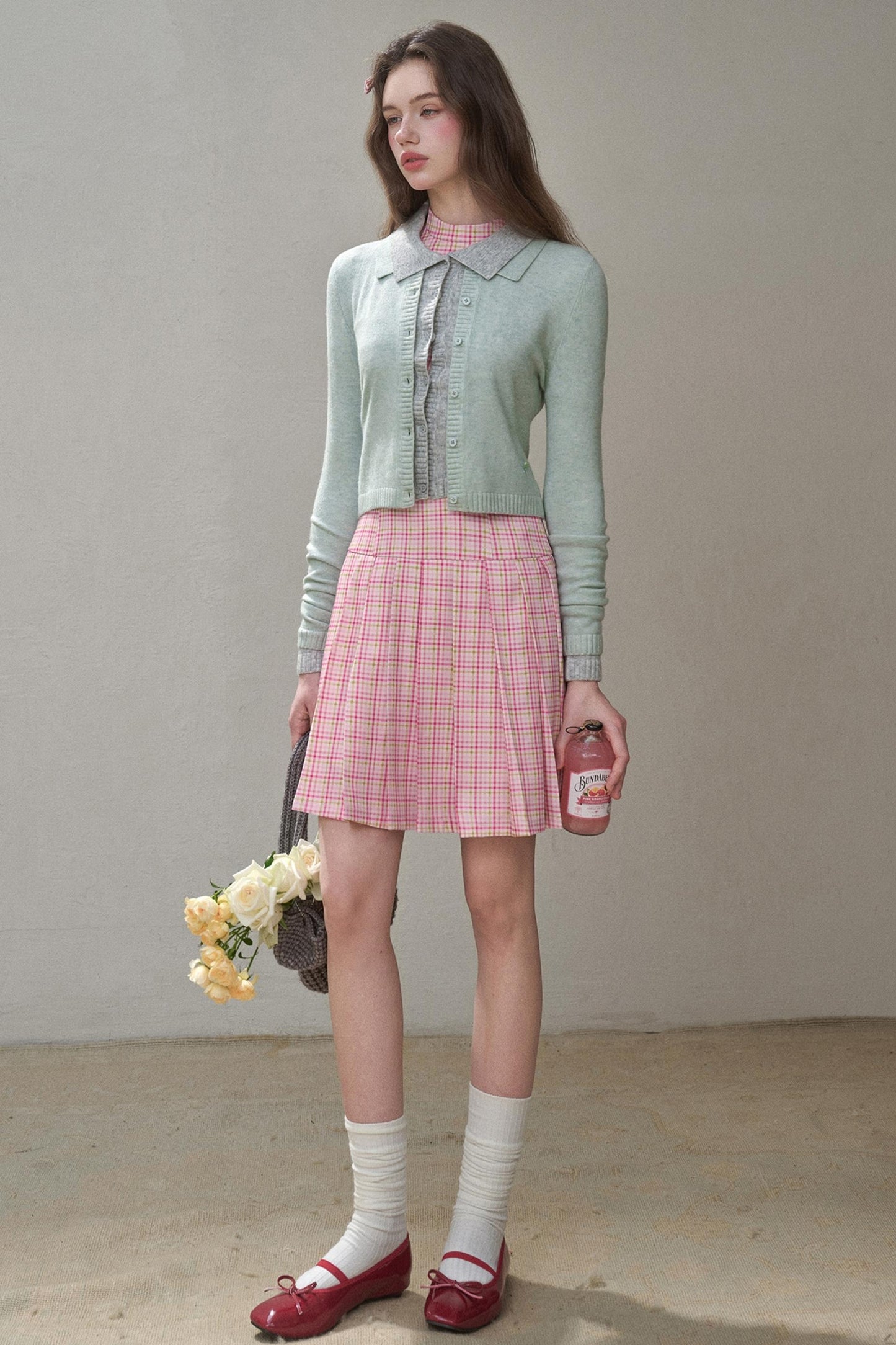 Bow Halterneck Plaid Dress