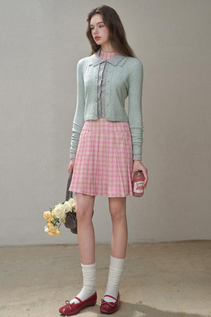 Bow Halterneck Plaid Dress