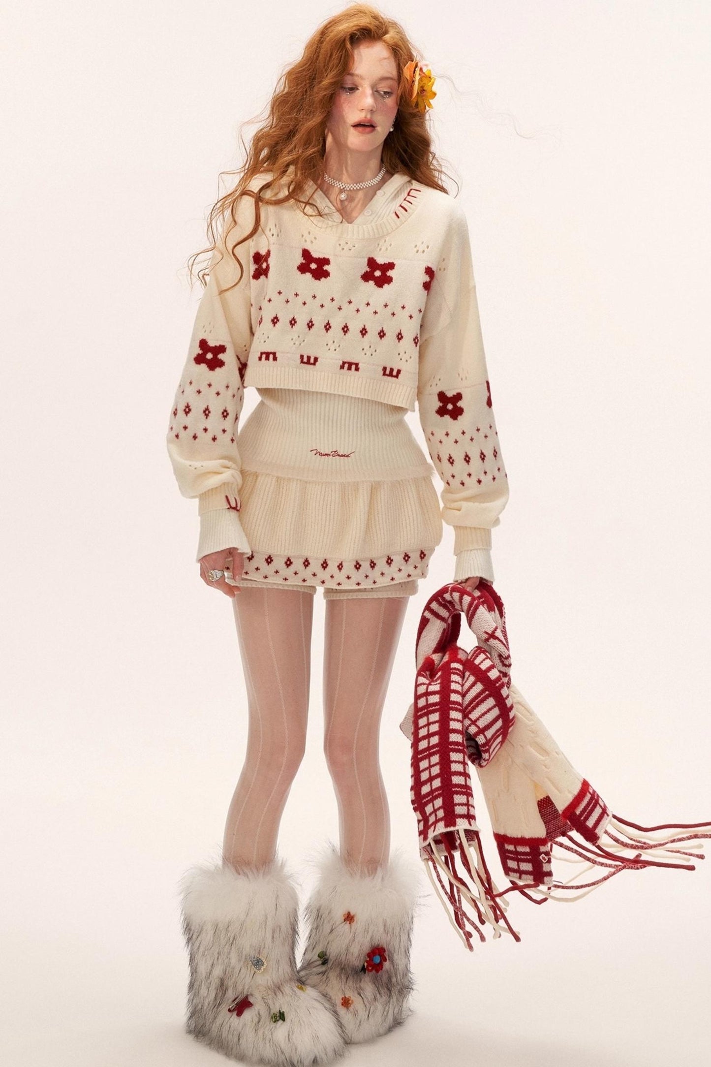 Star Jacquard Sweater Top Set-Up