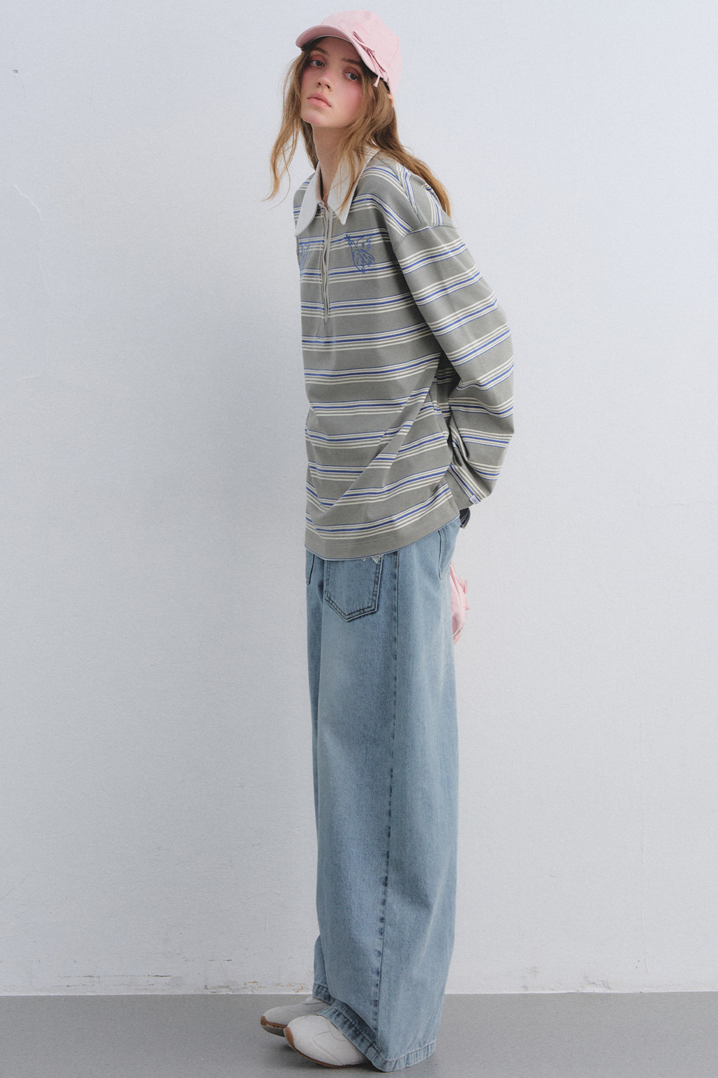 American Patchwork Striped Polo Blouse