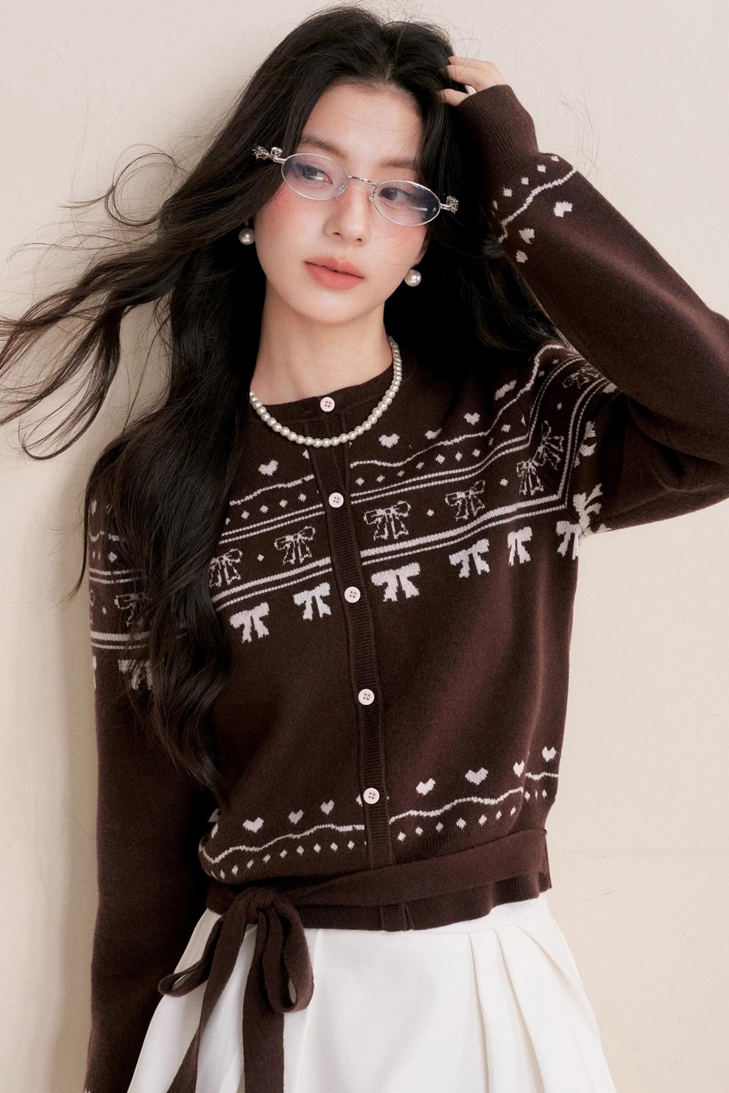 Pure Hand-Painted Jacquard Crew Neck Sweater