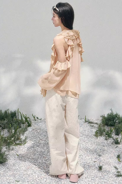 Ruffled Edge Off-Shoulder Top