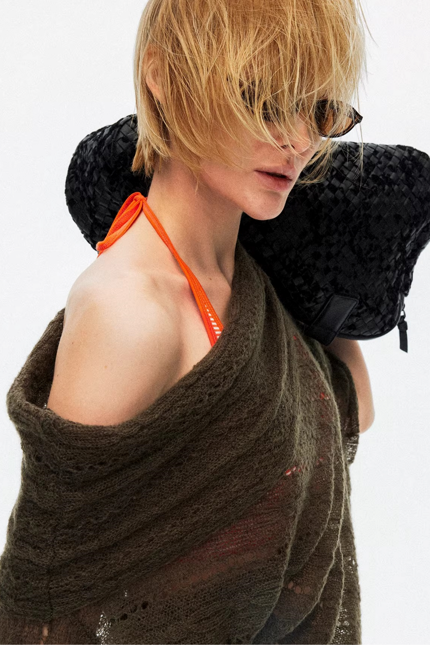 One-Shoulder Hollow Knit Sweater