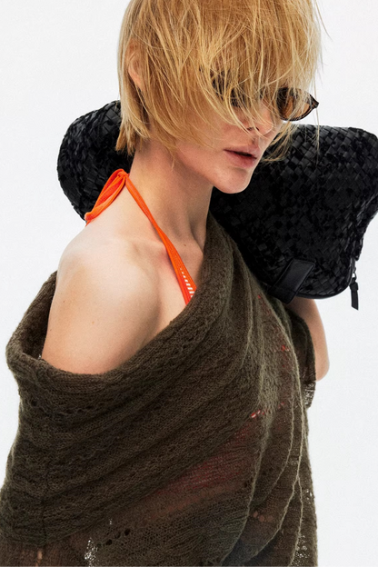 One-Shoulder Hollow Knit Sweater