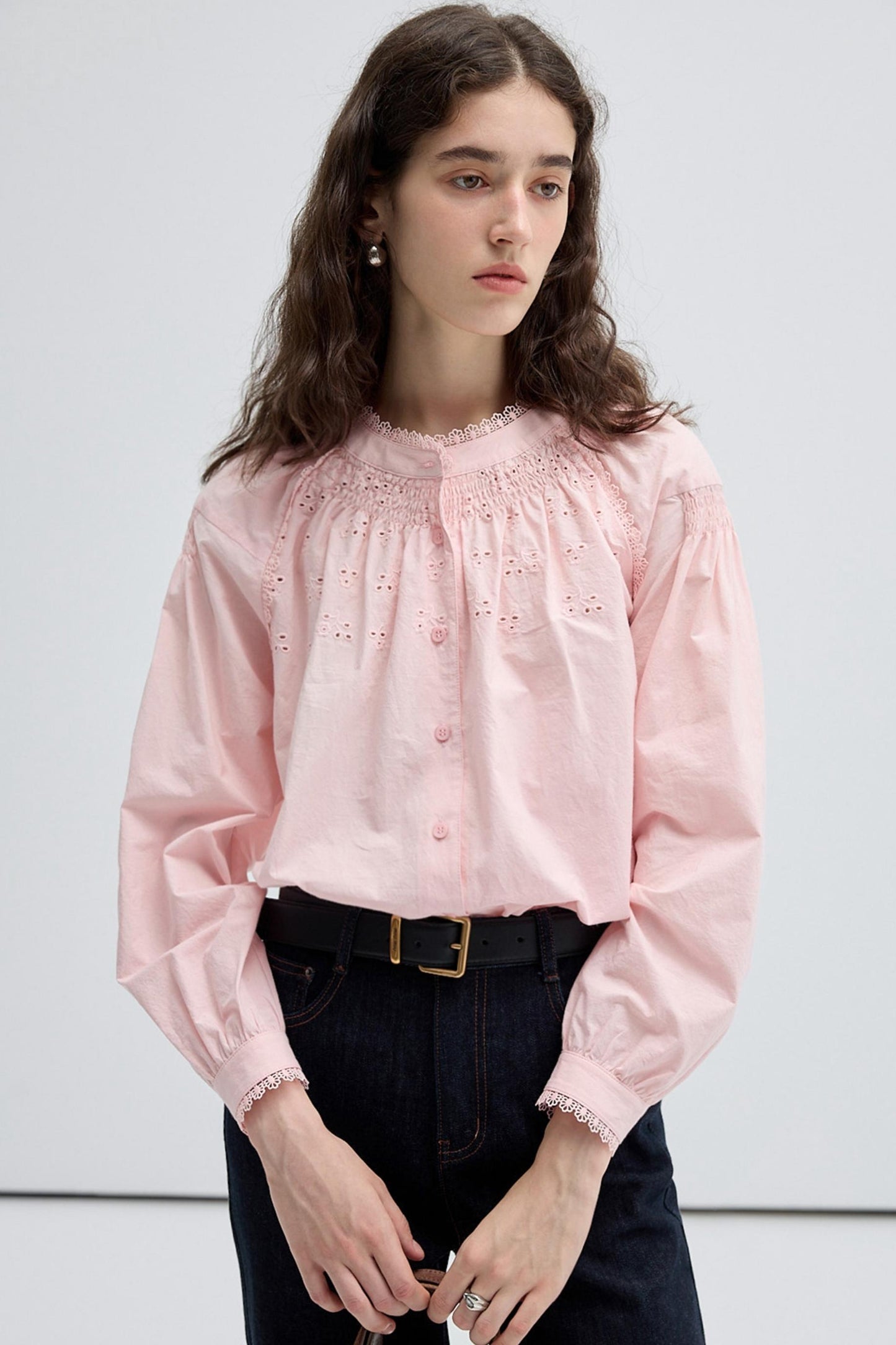 French Embroidered Cut-Out Lace Top