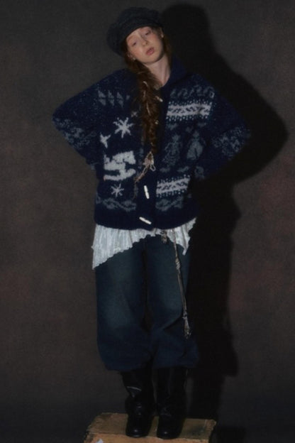 Retro Collegiate Knitted Cardigan