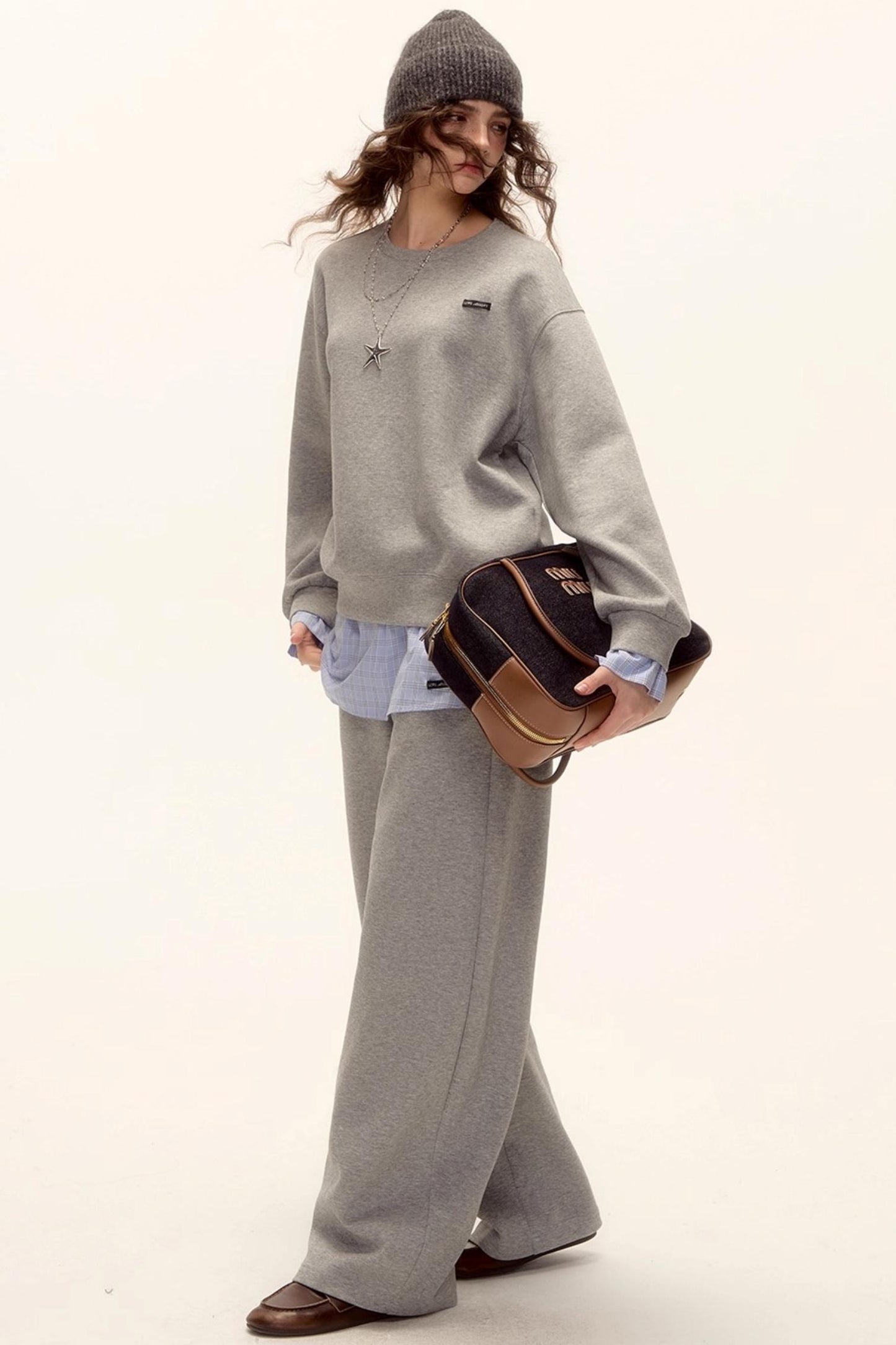 Plaid Patchwork Sweater Set-Up