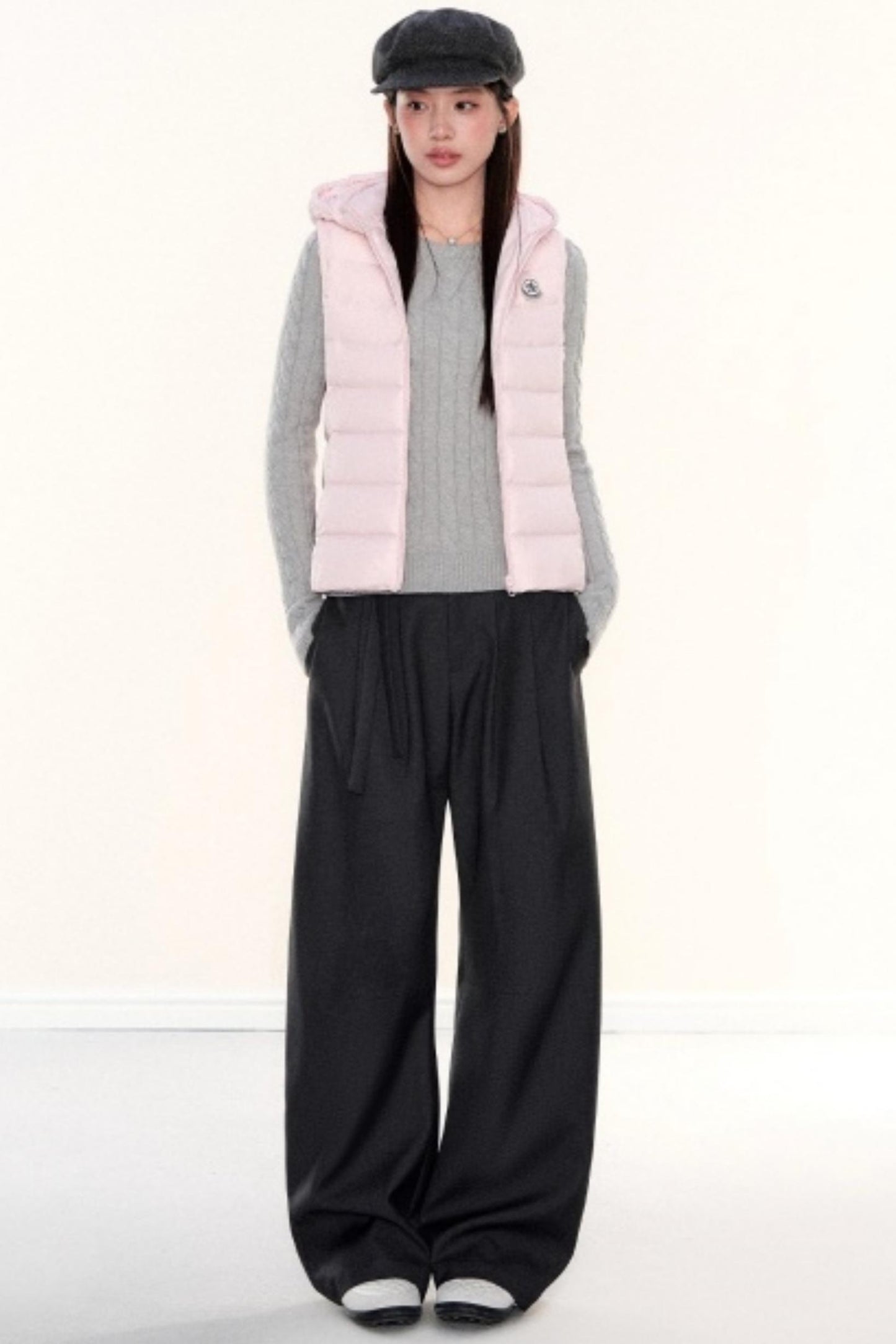 Hooded Ribbed Down Vest