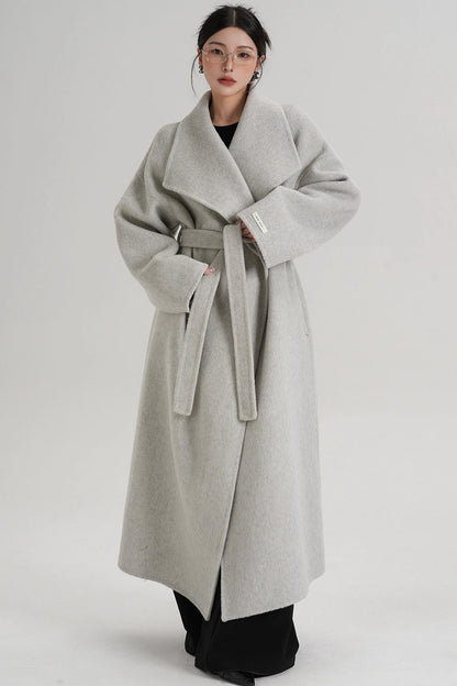 Large Lapel Long Wool Coat
