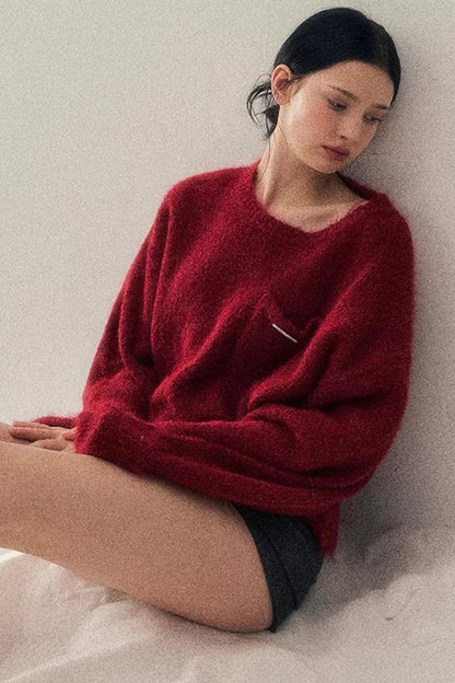 Winter Mohair Red Sweater