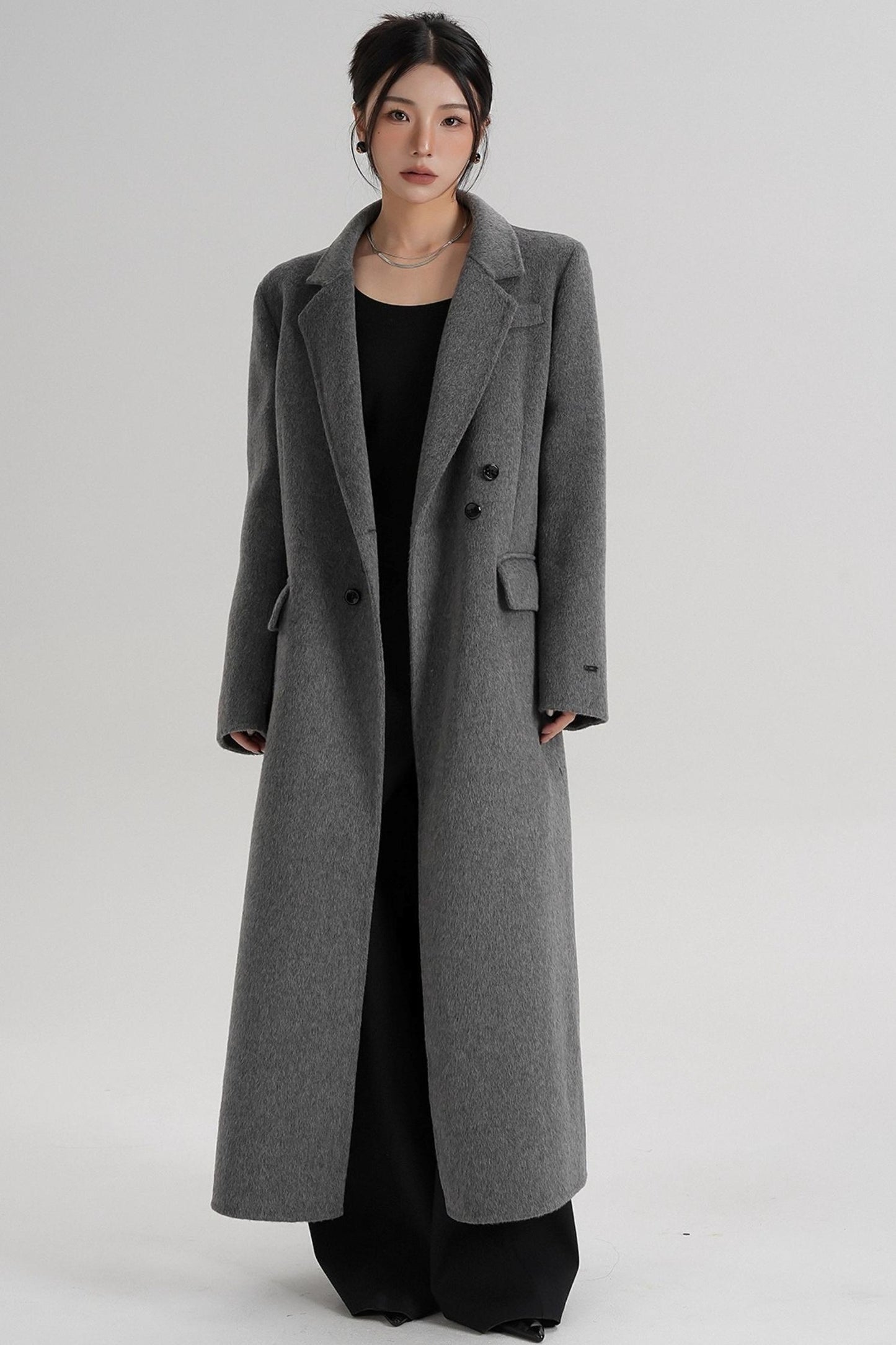 Reversible Long Shoulder Wool Coat