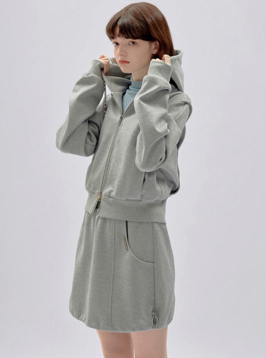 cropped hooded long-sleeved sweatshirt outer