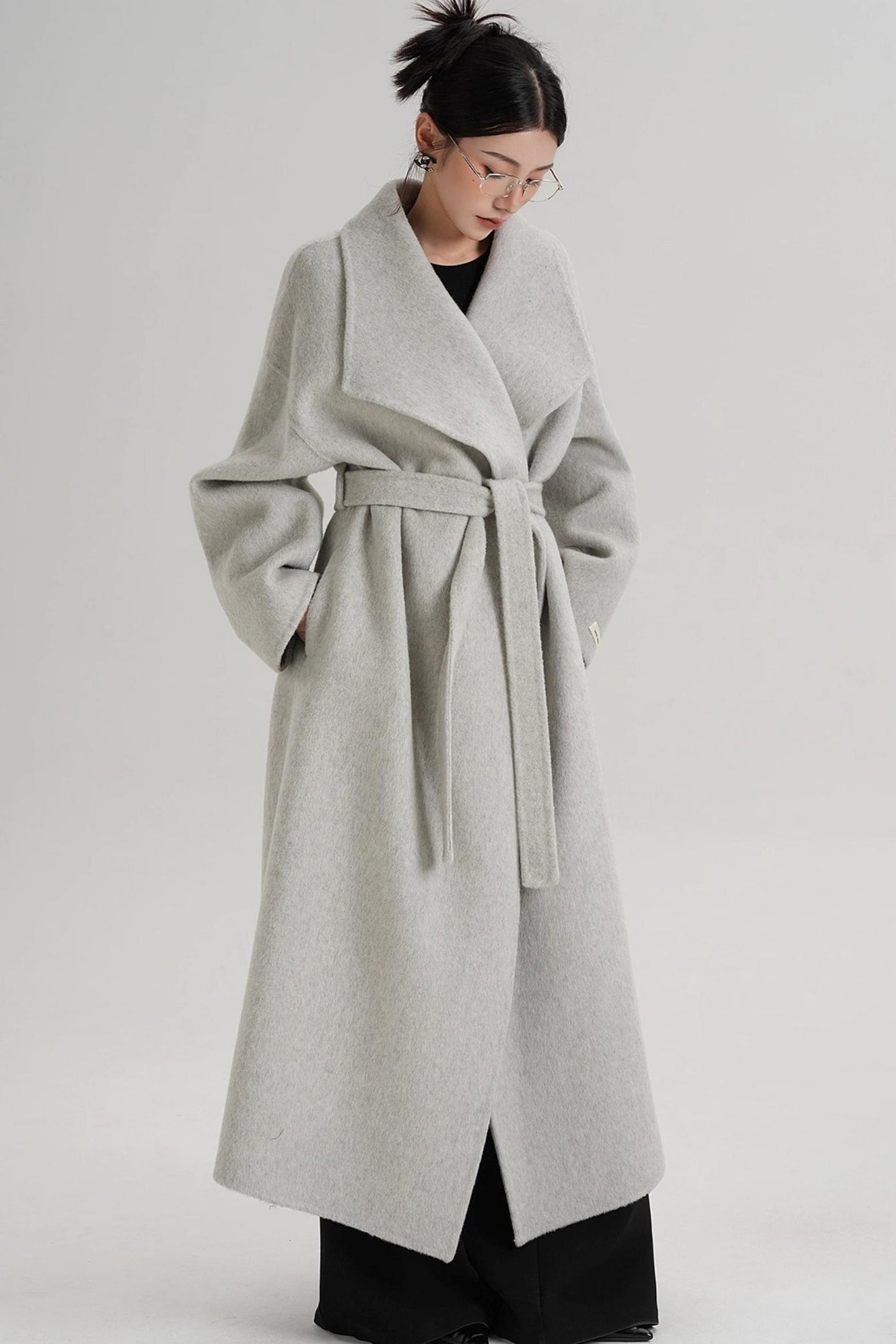 Large Lapel Long Wool Coat