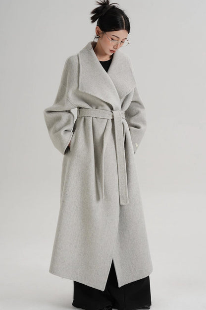 Large Lapel Long Wool Coat
