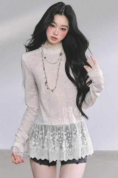 Pure Hollow Lace Top