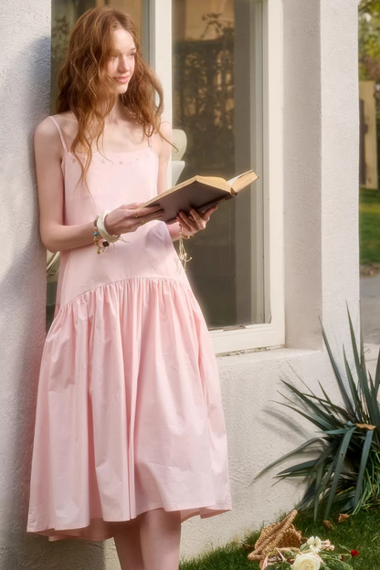 베이비 핑크 코튼 드레스 셋업