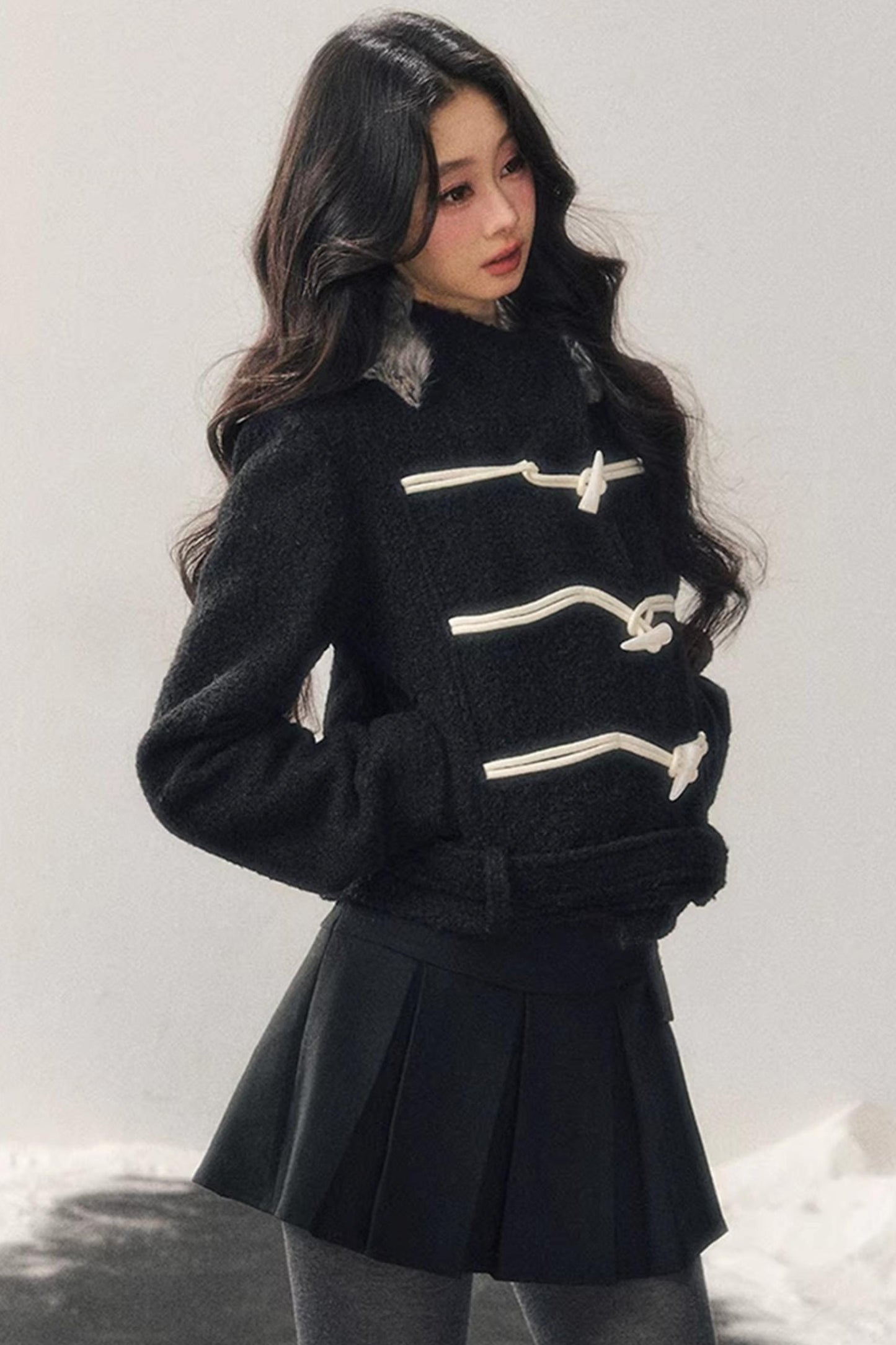 French Woolen Hooded Coat