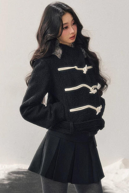French Woolen Hooded Coat