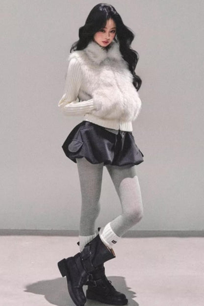 Faux Fur Leopard Knit Jacket