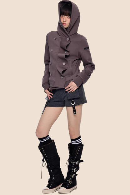 Gestreifter Dekonstruierter Kapuzenoberteil