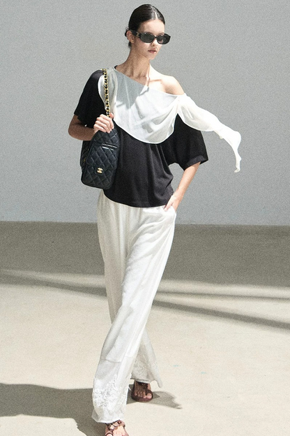 Black and White Off-Shoulder Top