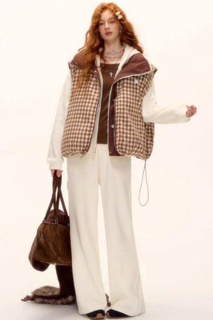 Reversible Plaid Lace Vest